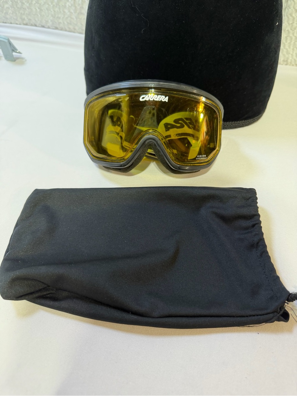 Carrera Yellow Lens Ski Goggles with Black Frame and Pouch